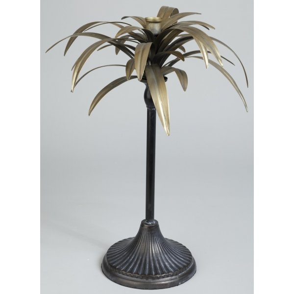 Ljusstake palmblad H45cm - Old gold