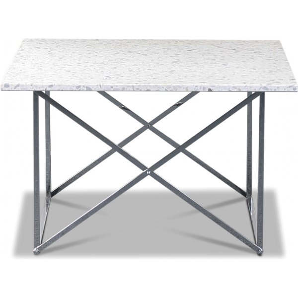 Terrazzo soffbord 75x75cm - Bianco Terrazzo & underrede cross krom