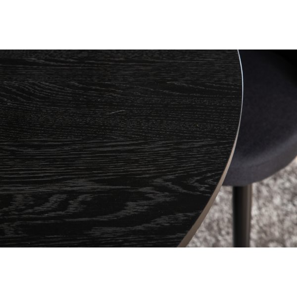 Bianca Matgrupp runt svart matbord med 4 st Velvet svart stolar Bianca Matgrupp runt svart matbord med 4 st Velvet svart stolar