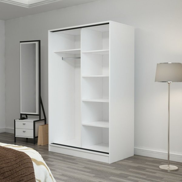 Armoire Kapusta 120 cm - Blanc/pierre