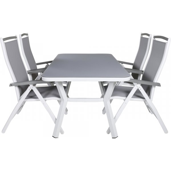 Ensemble de salle  manger d'extrieur Virya avec 4 chaises Albany - Gris/Blanc