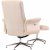 Hagn reclinerftlj med fotpall - Beige frskinnsimitation/whitewash ek