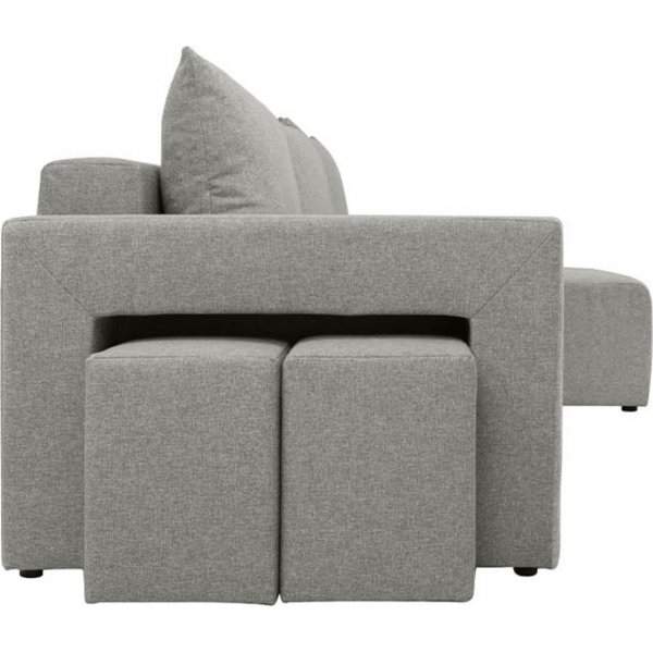 Canapé-lit Denvo divan avec poufs - Gris Canapé-lit Denvo divan avec poufs - Gris