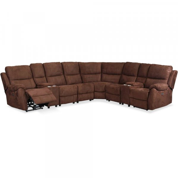 Reclinersoffa deluxe - 6-sits el-styrning - Brunt microfibertyg Reclinersoffa deluxe - 6-sits el-styrning - Brunt microfibertyg