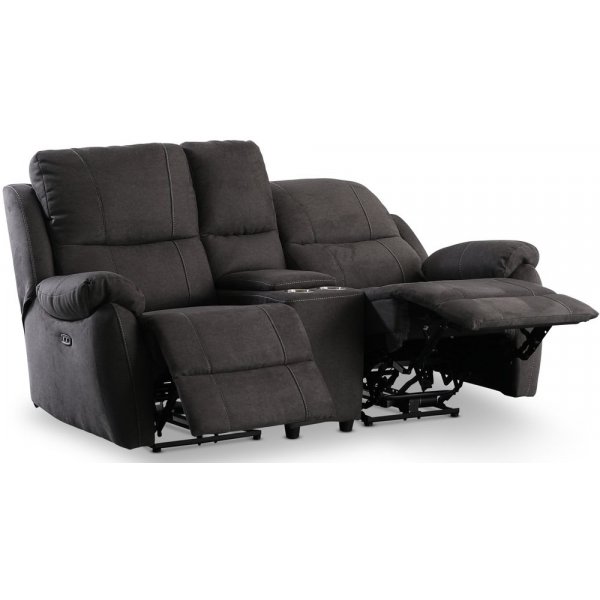 Canap Enjoy Hollywood Cinema - Fauteuil inclinable 2 places (lectrique) en tissu microfibre anthracite
