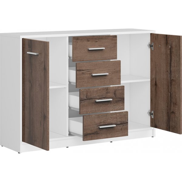 Meuble de rangement Nepo Plus - Blanc/chêne foncé Meuble de rangement Nepo Plus - Blanc/chêne foncé