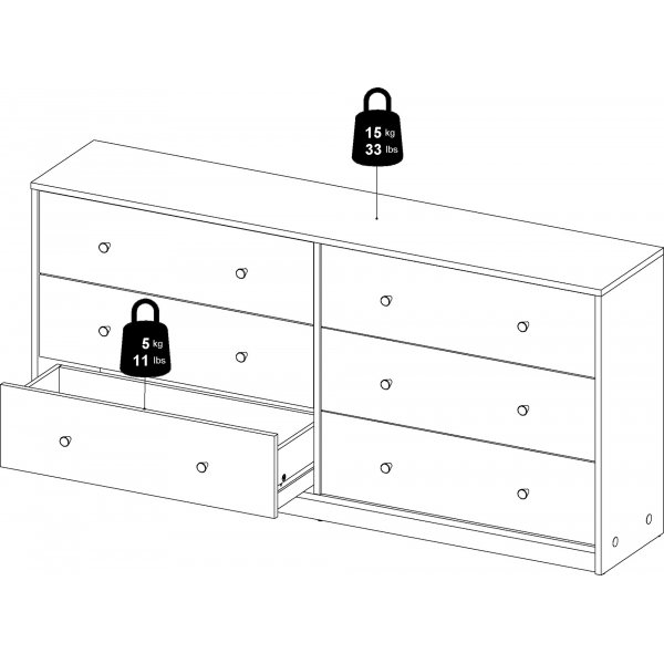 Ladekast met 6 lades, wit - Mei + Meubelpoten Ladekast met 6 lades, wit - Mei + Meubelpoten