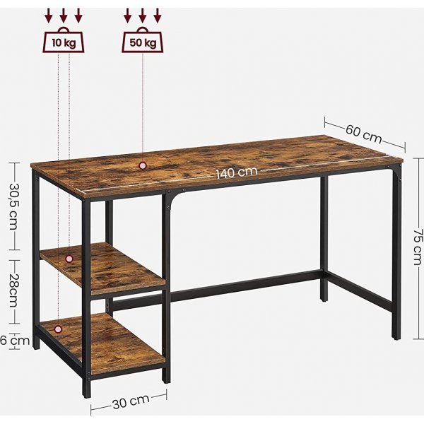 Bureau Osman 140 x 60 cm - Marron/noir