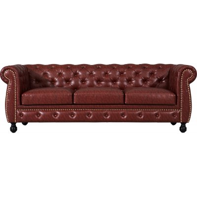 Chesterfield soffa 3-sits i brunt PU