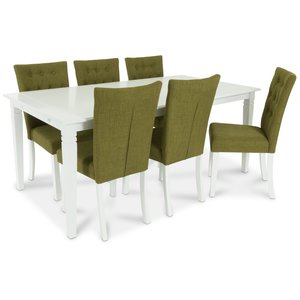 Sandhamn Groupe repas 180 cm avec 6 chaises Crocket - Blanc / Vert