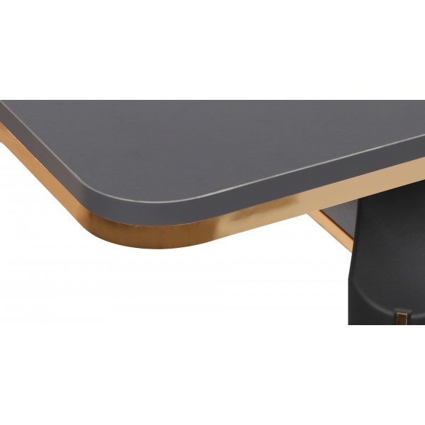 Table à manger Estrela 120-180 x 79 cm - Anthracite/or/noir Table à manger Estrela 120-180 x 79 cm - Anthracite/or/noir