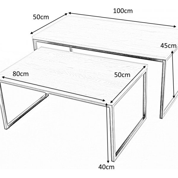 Table Lisha 80 x 50 cm - Chêne/noir Table Lisha 80 x 50 cm - Chêne/noir