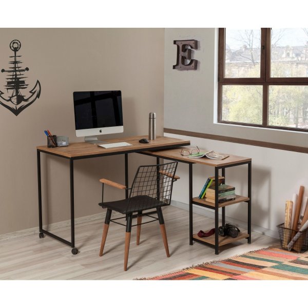 Bureau Bera 125x54,5 cm - Pin/noir