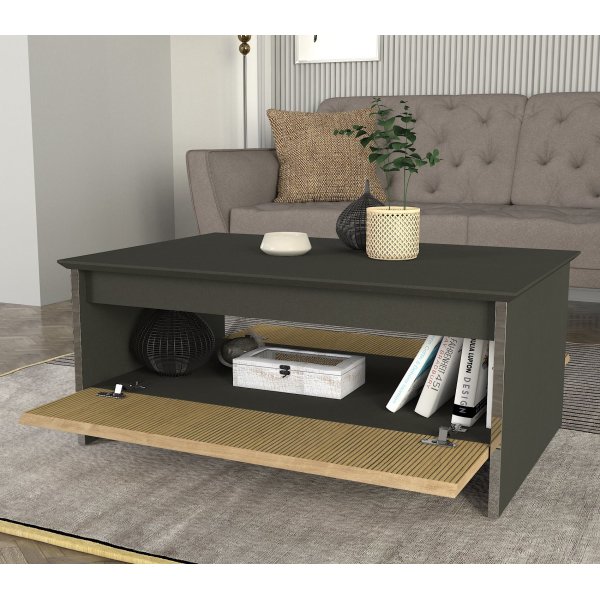 Poem soffbord 90 x 60 cm - Antracit/valnöt Poem soffbord 90 x 60 cm - Antracit/valnöt