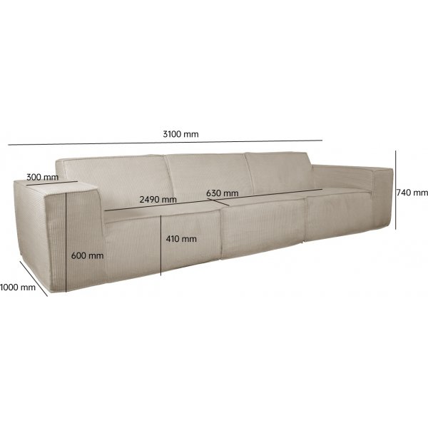 Soffa 310 cm bred i beige manchester Soffa 310 cm bred i beige manchester