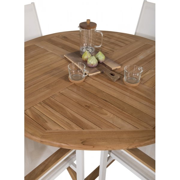 Kenya utematgrupp med 4 st Texas stolar - Teak/Vit