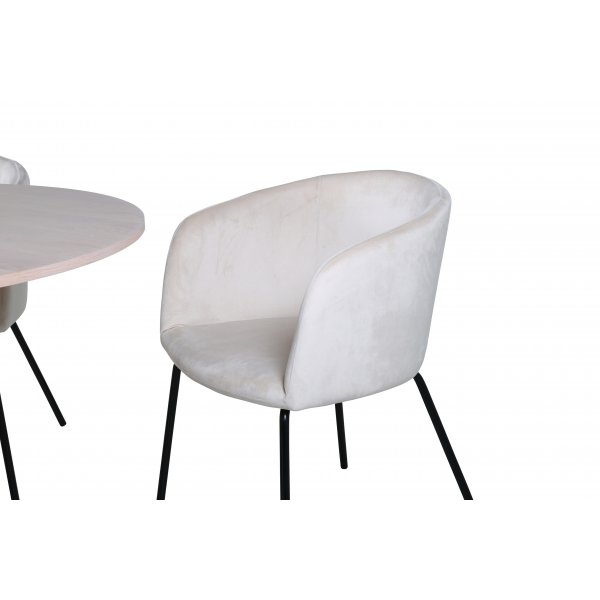 Bianca Matgrupp runt vitputsat matbord med 4 st Berit beige stolar