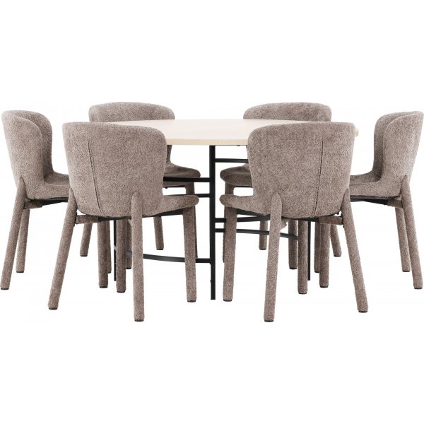 Matbord Copenhagen med 6 st Astoria stolar - Brun/svart/whitewash + 4.00 x Möbeltassar Matbord Copenhagen med 6 st Astoria stolar - Brun/svart/whitewash + 4.00 x Möbeltassar