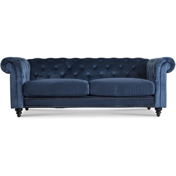 Royal Chesterfield 3-sits soffa i sammet mrkbl
