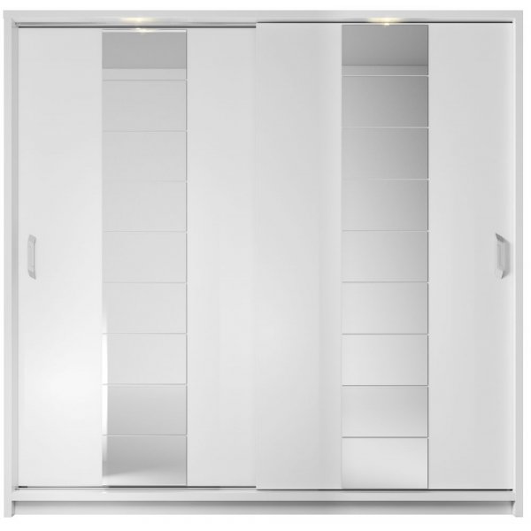 Garderob 220 cm - Vit / Spegel Garderob 220 cm - Vit / Spegel