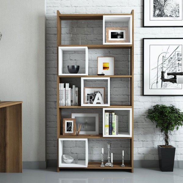 Bibliothque Box - Noyer/blanc