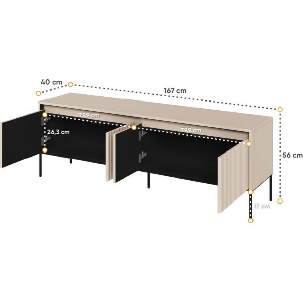 Trend TV-bänk B167 cm - Beige/svart Trend TV-bänk B167 cm - Beige/svart