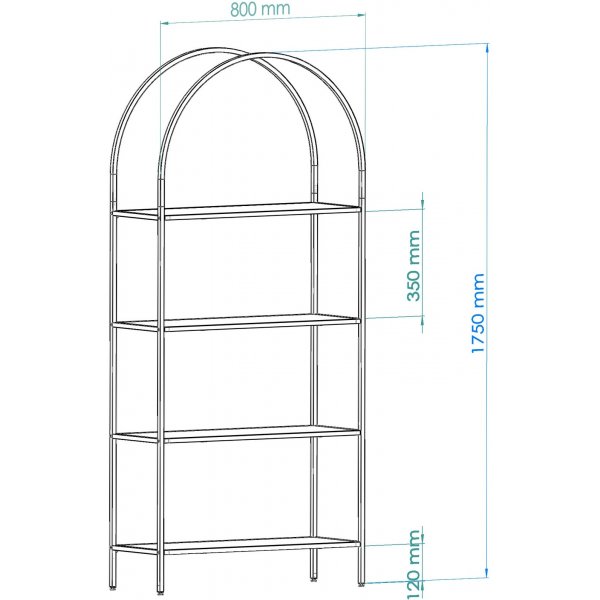 Bibliothque Mona 80 x 30 x 175 cm - Noir