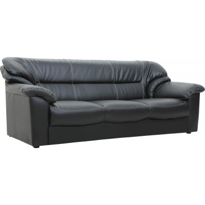 Dominic 3-sits soffa i svart konstlder + Mbelvrdskit fr textilier