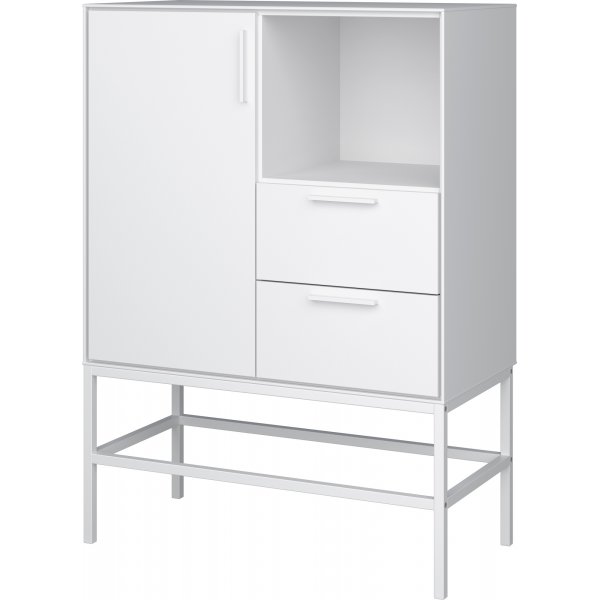 Meuble de rangement Slimline avec 1 porte et 2 tiroirs - Blanc Meuble de rangement Slimline avec 1 porte et 2 tiroirs - Blanc