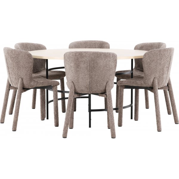 Matbord Copenhagen med 6 st Astoria stolar - Brun/svart/whitewash + 4.00 x Möbeltassar Matbord Copenhagen med 6 st Astoria stolar - Brun/svart/whitewash + 4.00 x Möbeltassar