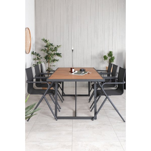 Khung utematgrupp med 6 st Alina stolar - Svart/Natur