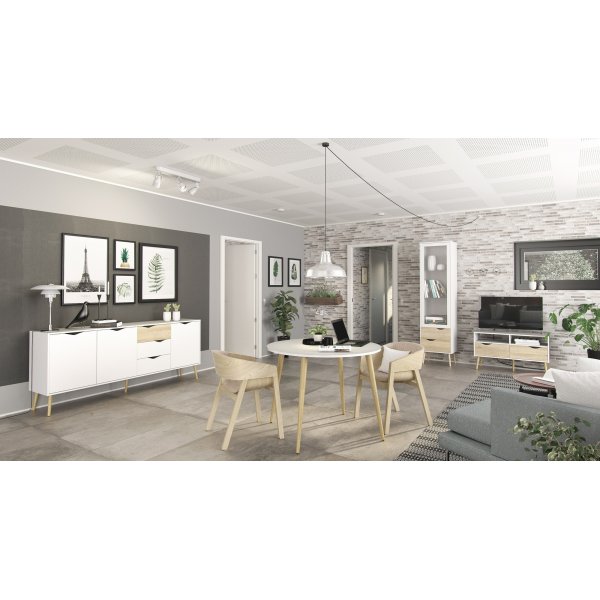 Buffet Oslo avec 3 armoires et 3 tiroirs - Blanc/chne