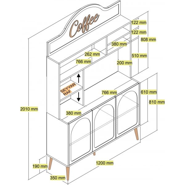 Lyon köksskåp 120 cm - Mocka/guld Lyon köksskåp 120 cm - Mocka/guld