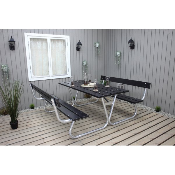 Stabiele bankenset met rugleuning - Zwart