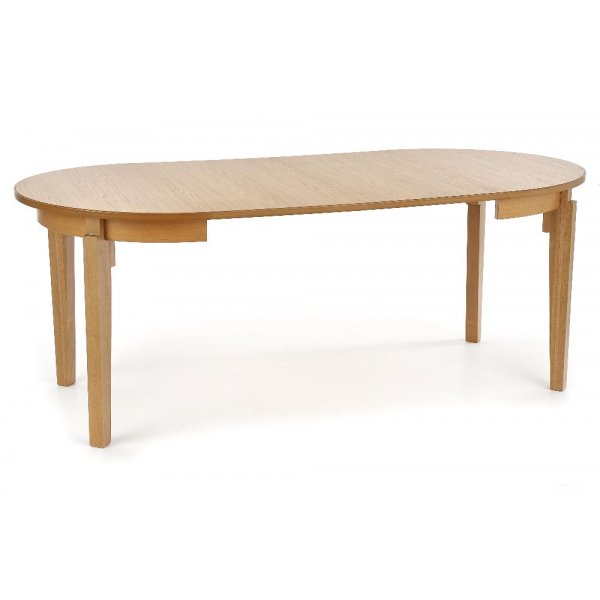 Ronde eikenhouten eettafel uitschuifbaar 100-200 cm