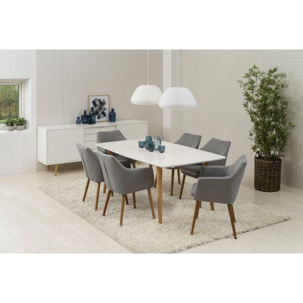 Nora fauteuil - Grijs/eiken