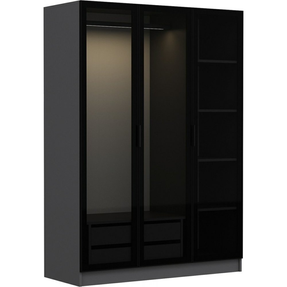 Cavolo garderob 135 x 52 x 190 cm - Antracit/svart - Garderober