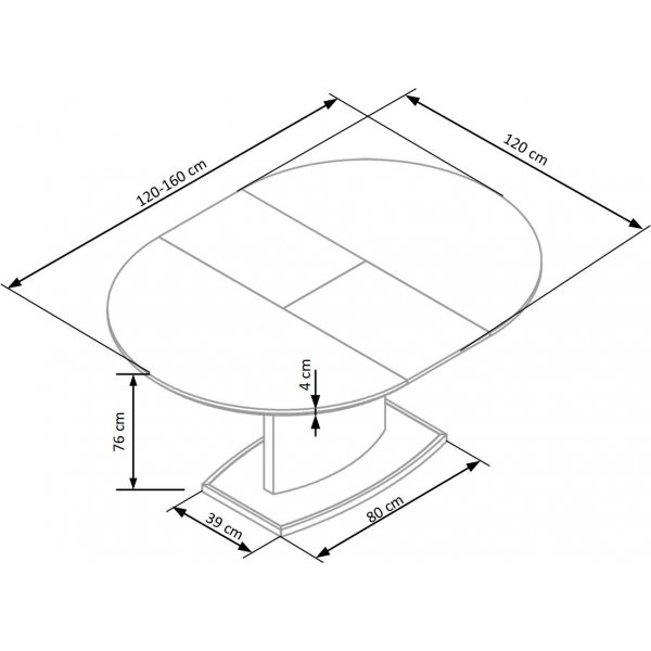 Metro uitschuifbare eettafel 120-160 cm - Wit hoogglans / Chroom Metro uitschuifbare eettafel 120-160 cm - Wit hoogglans / Chroom