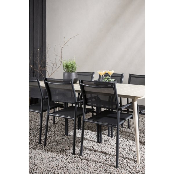 Lina utematgrupp med 6 st Santorini stolar - Beige/Svart Lina utematgrupp med 6 st Santorini stolar - Beige/Svart