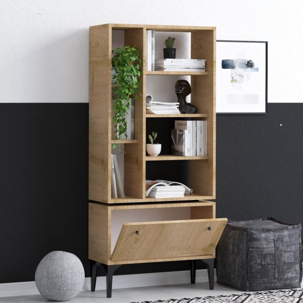 Bibliothèque Lagan - Chêne/noir Bibliothèque Lagan - Chêne/noir