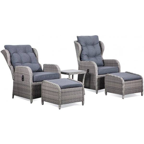 Santiago utemöbelset med fällbara fåtöljer och bord i grå rotting Santiago utemöbelset med fällbara fåtöljer och bord i grå rotting