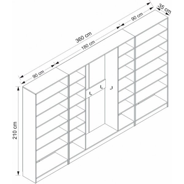 Meuble d\\\'entrée Armadio 360 x 35 x 210 cm - Blanc Meuble d\\\'entrée Armadio 360 x 35 x 210 cm - Blanc