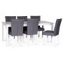 Crocket matgrupp; matbord 180x90 cm med 6 st gra Crocket matstolar
