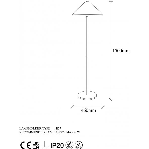 Lampadaire Misha 11512 - Or Lampadaire Misha 11512 - Or