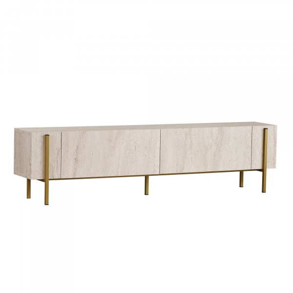 TV-b�nk Nemming 180 cm - Travertin/guld