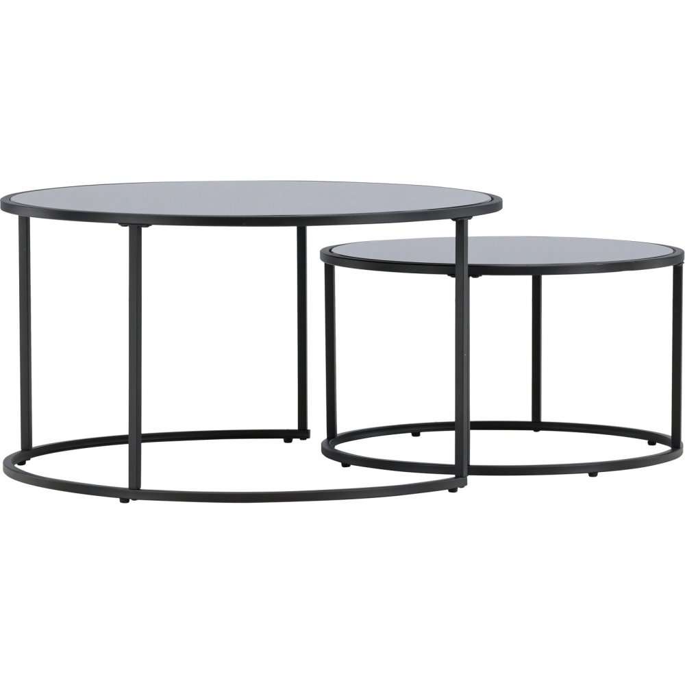 Twin soffbord Ø79/59,5 cm - Svart - Satsbord, Bord