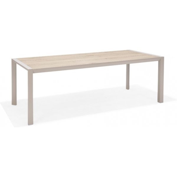 Urbanite eetgroep met eettafel 207 cm en 6 stapelbare eetkamerstoelen - Beige Urbanite eetgroep met eettafel 207 cm en 6 stapelbare eetkamerstoelen - Beige