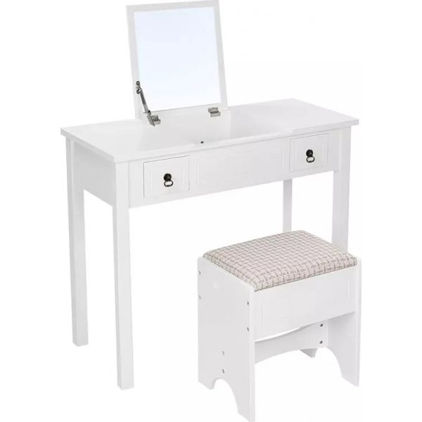 Izabel sminkbord med pall 90 x 76 cm - Vit