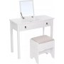 Izabel sminkbord med pall 90 x 76 cm - Vit
