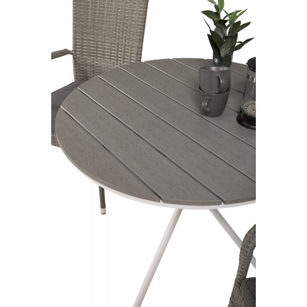 Parma utematgrupp med 2 st Anna stolar - Grå/Vit Parma utematgrupp med 2 st Anna stolar - Grå/Vit